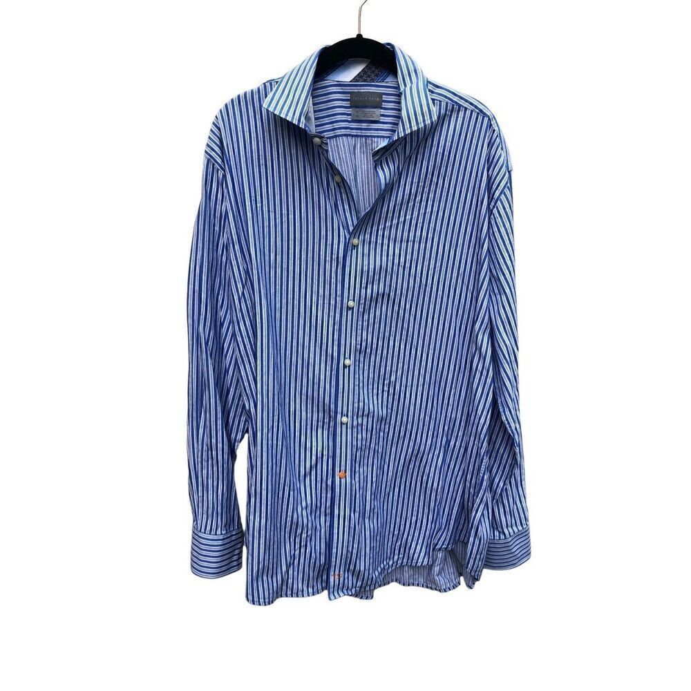 Thomas Dean Extra Large (XL) Striped Button Up Shirt Flip Cuffs